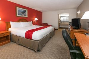 奥德萨华美敖德萨克萨斯大学附近酒店的酒店客房配有一张床、一张书桌和一台电视。