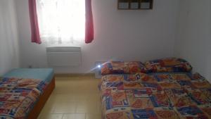 斯尼Apartmán Srní的一间卧室配有一张床、一张沙发和一个窗口