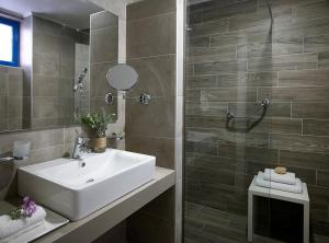 佩基罗德林迪亚塔拉萨酒店的浴室配有盥洗盆和带镜子的淋浴