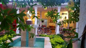 San Juan del CesarCasa Murillo Hotel的庭院中间带游泳池的房子