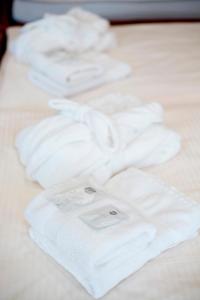 班斯卡 - 什佳夫尼察Hotel Bristol的床上的一组白色毛巾