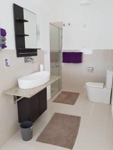 贝鲁沃勒伊莎贝拉酒店的白色的浴室设有水槽和卫生间。