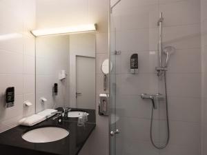 施韦夏特阿里昂机场酒店的一间带水槽和淋浴的浴室