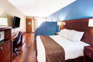 洛杉矶卡尔沃尔市旅者酒店的配有一张床和一台平面电视的酒店客房