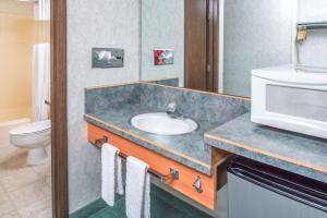 卡利斯佩尔卡利斯比旅游旅馆的一间带水槽、卫生间和微波炉的浴室