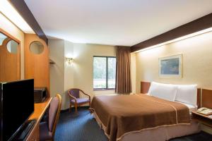 迈尔斯堡迈尔斯堡机场旅程住宿酒店的配有一张床和一台平面电视的酒店客房