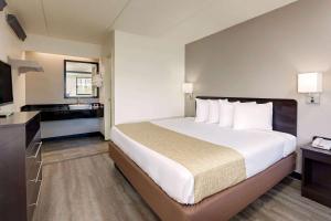 亚特兰大旅程住宿 - 学院公园酒店的酒店客房设有一张大床和一间浴室。