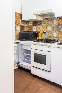 都灵圣安塞尔莫公寓的厨房配有炉灶和微波炉。