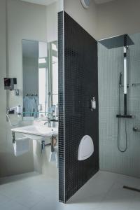 勒鲁雷恩阿皮涅城堡酒店的一间带水槽和淋浴的浴室