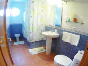 桑蒂蓬塞Casa junto a Itálica的一间带水槽、卫生间和淋浴的浴室