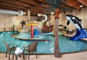 戴德伍德戴得伍德旅馆的水上乐园内带海豚的游泳池