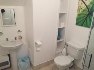 乌特拉德Room 3 Camp Street B&B的白色的浴室设有卫生间和水槽。