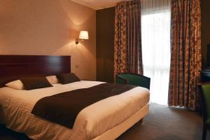 奥邦日欧洲乐伯乐酒店的一间卧室设有一张大床和一个窗户。