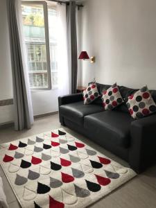 巴黎佛鲁姆德斯哈莱斯公寓式酒店的带沙发和地毯的客厅