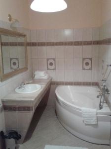 Iłowa瑞扎德加简克酒店的带浴缸、水槽和镜子的浴室