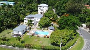 安东尼奥港All Nations Guest House的享有带游泳池的房屋的空中景致
