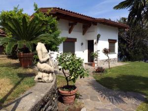 CarmineCasetta al Lago的植物旁有雕像的房子