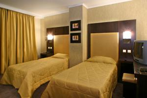 雅典阿拉希亚酒店的酒店客房设有两张床和电视。