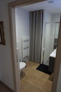 拉布雷斯Les feignes cerfdoré的浴室配有白色卫生间和盥洗盆。