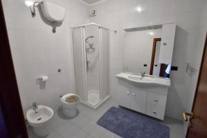 梅利萨诺Appartamento Orchidea的浴室配有卫生间、淋浴和盥洗盆。