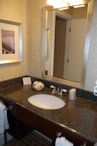 华盛顿Windsor Inn Hotel的一间带水槽和镜子的浴室