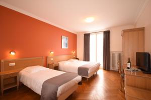 布兰肯贝赫萨博多尔酒店的酒店客房设有两张床和电视。