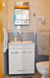 奥良BJB旅馆的浴室配有白色水槽和卫生间。