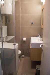 贝尔格莱德Bardolino Apartment的一间带卫生间和水槽的小浴室