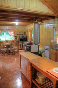 富塔莱乌富Turismo Rural Los Alpes的厨房配有炉灶和桌子。