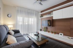 格拉纳达Atico Be suite Granada的带沙发和电视的客厅