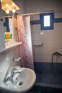 爱琴娜岛Togias Hotel的一间带水槽和淋浴的浴室