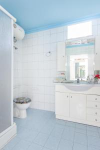 斯卡拉卡里拉奇斯Villa Valia的白色的浴室设有水槽和卫生间。