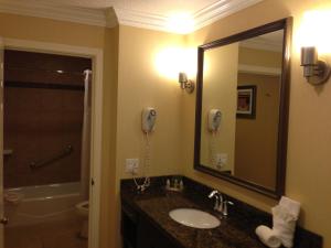 圣马特奥市圣马托假日套房酒店 - SFO的一间带水槽和大镜子的浴室