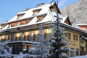塔尔维西奥哈博乐酒店的一座有雪盖屋顶的建筑