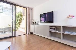 巴塞罗那L'alzina Apartment的客厅设有壁挂式平面电视。