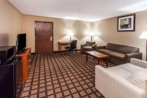 新布法罗Baymont by Wyndham New Buffalo的酒店客房设有沙发、电视和客厅。