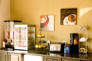 查塔姆萨克森汽车旅馆的厨房配有台面和冰箱