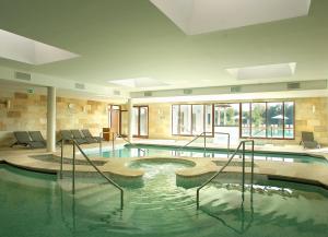 蒂萨菲赖德蒂萨拜尔姆酒店的游泳池,位于带游泳池的建筑内