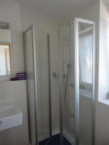赖兴瑙Zum Talhof的带淋浴和盥洗盆的浴室