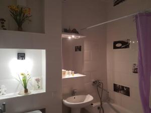 克列缅丘格Luxurious apartments at Soborna St的浴室配有盥洗盆、卫生间和浴缸。