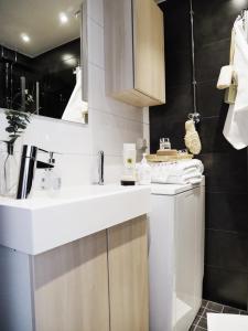 赫尔辛基鲁司特克里斯蒂安公寓的一间带水槽和洗衣机的浴室