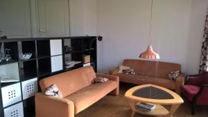 马尔克洛Villa Smalspoor的带沙发和咖啡桌的客厅