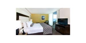 圣多明各圣多明格皇冠假日酒店的配有一张床和一台平面电视的酒店客房