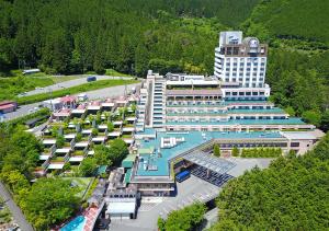 下吕市日下石竹日式旅馆的享有酒店空中美景,设有游泳池