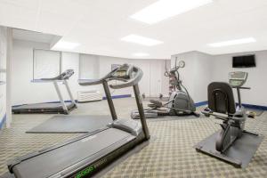 盖茨堡葛底斯堡戴斯酒店的一间健身房,里面设有数个健身器材