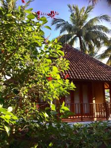 圣吉吉亚迪曼席特别墅酒店的前面有棕榈树的房子