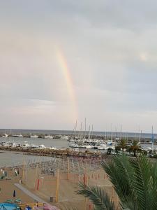 圣雷莫Appartamento Trento Trieste的海水中有许多小船的海滩