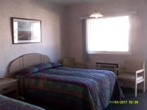 杜威海滩Sea Esta Motel 1的酒店客房设有床和窗户。