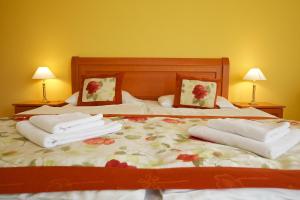 豪伊杜索博斯洛迦加酒店的一间卧室配有两张带毛巾的床