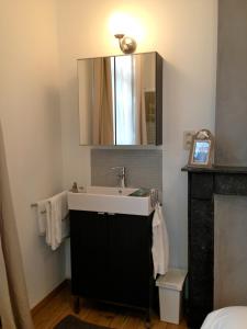 沙勒罗瓦莱斯杜德沙勒罗瓦乡间渡假别墅的一间带水槽和镜子的浴室